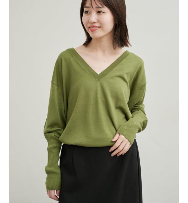 SLOBE IENA「《シリーズあり》ウォッシャブルプレーンオーバーVネックニット」|ニット・セーター|