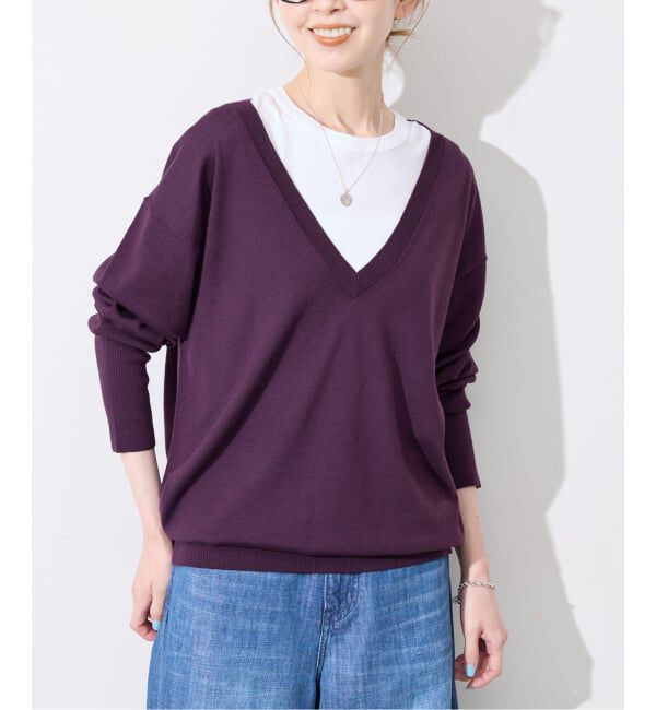 SLOBE IENA「《シリーズあり》ウォッシャブルプレーンオーバーVネックニット」|ニット・セーター|