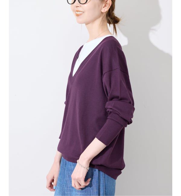 SLOBE IENA「《シリーズあり》ウォッシャブルプレーンオーバーVネックニット」|ニット・セーター|