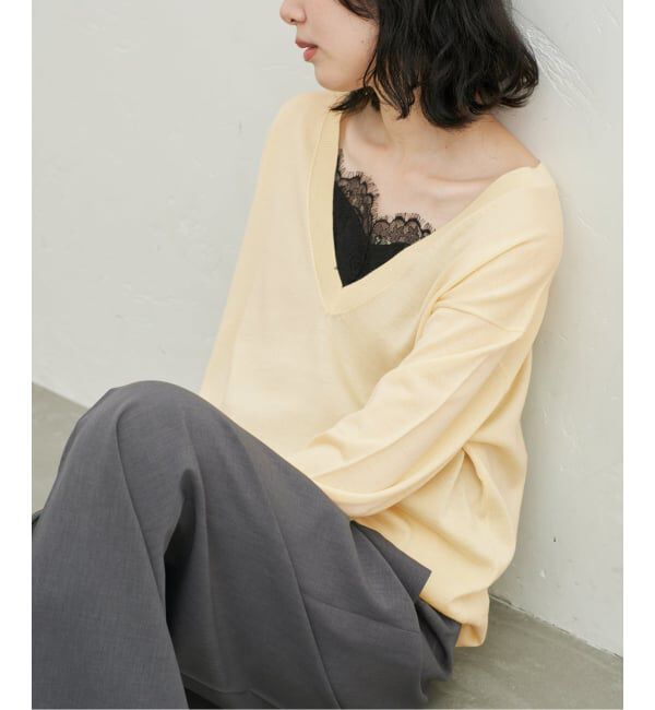 SLOBE IENA「《シリーズあり》ウォッシャブルプレーンオーバーVネックニット」|ニット・セーター|