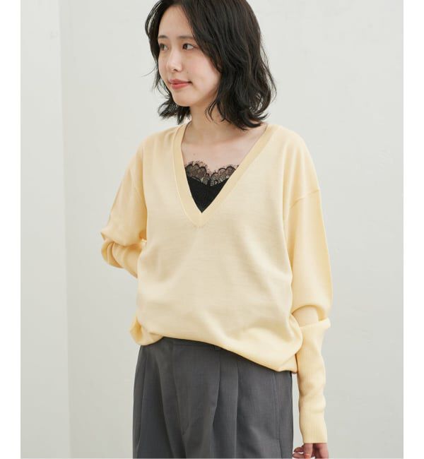 SLOBE IENA「《シリーズあり》ウォッシャブルプレーンオーバーVネックニット」|ニット・セーター|