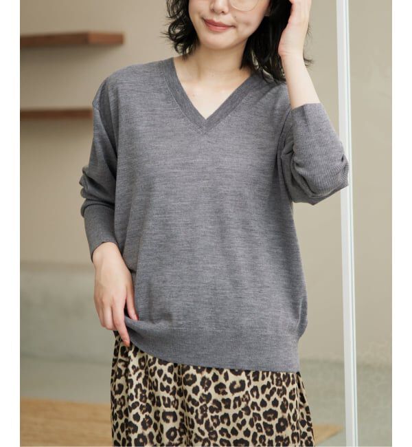 SLOBE IENA「《シリーズあり》ウォッシャブルプレーンオーバーVネックニット」|ニット・セーター|