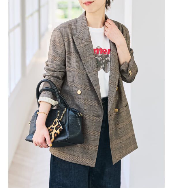 Spick and Span「《セットアップ可》ウールブレンドグレンチェックジャケット」|テーラードジャケット|