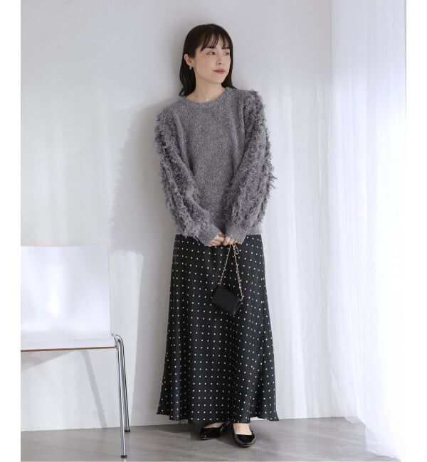  「【洗える】ラメジャガードフリンジプルオーバー」|ニット・セーター|