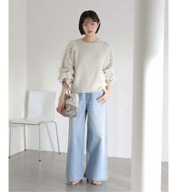  「【洗える】ラメジャガードフリンジプルオーバー」|ニット・セーター|