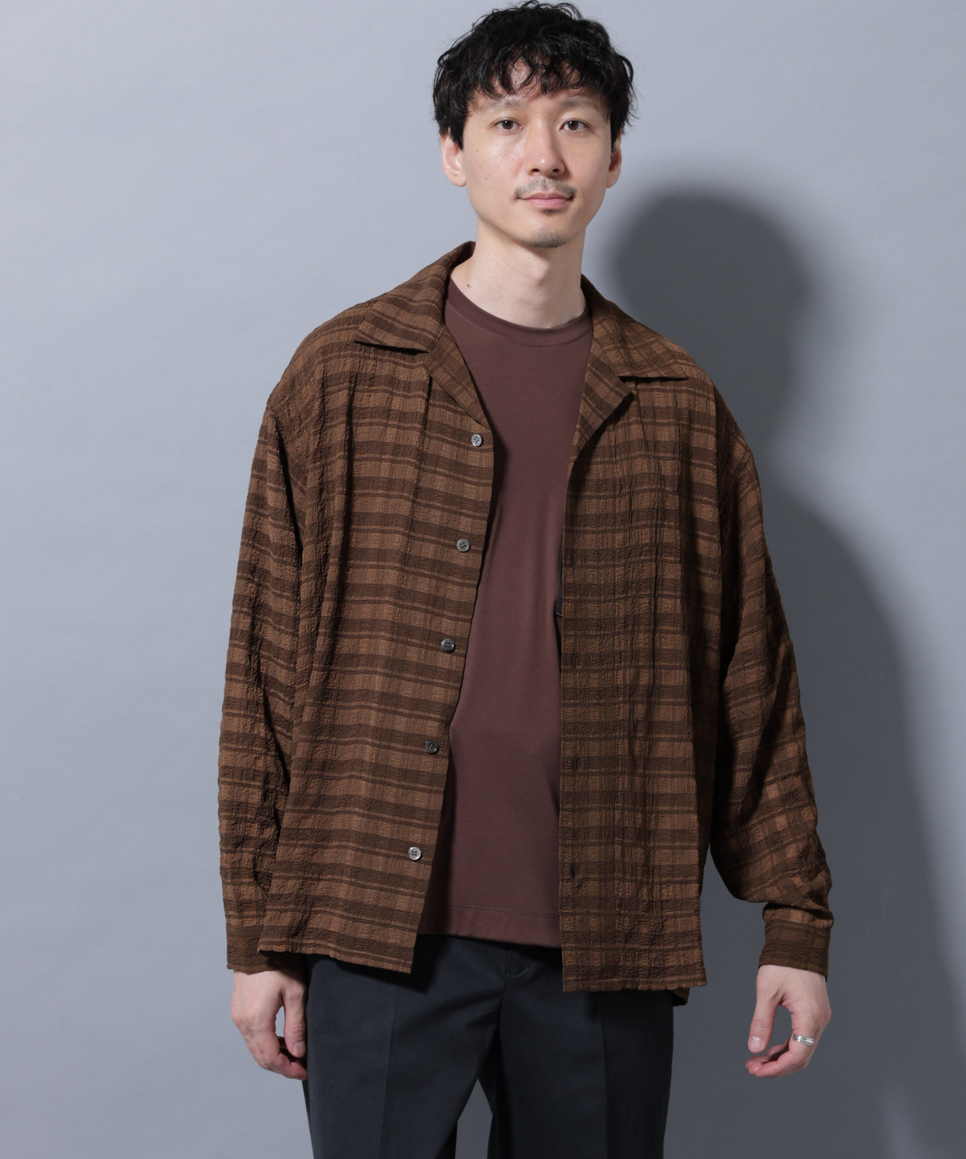 NANO universe「シースルーチェックシャツ 長袖」|シャツ・ブラウス|