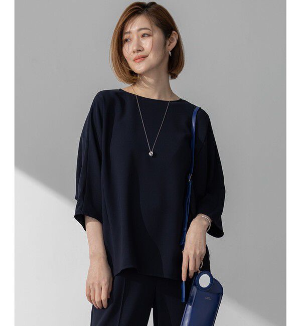 23区「【吸水速乾/UVカット/接触冷感】ストレッチジョーゼット ドルマン カットソー」|Tシャツ・カットソー|ネイビー系