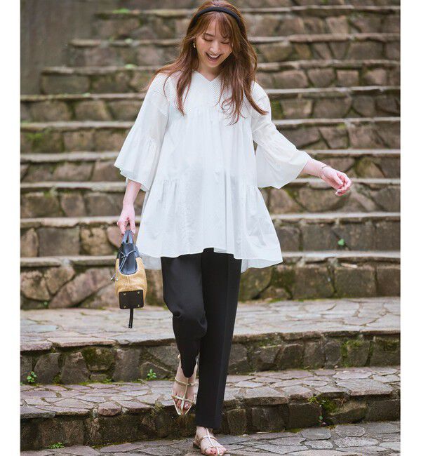 23区「【Oggi・CLASSY.掲載】ストレッチジョーゼット テーパード パンツ」|その他|