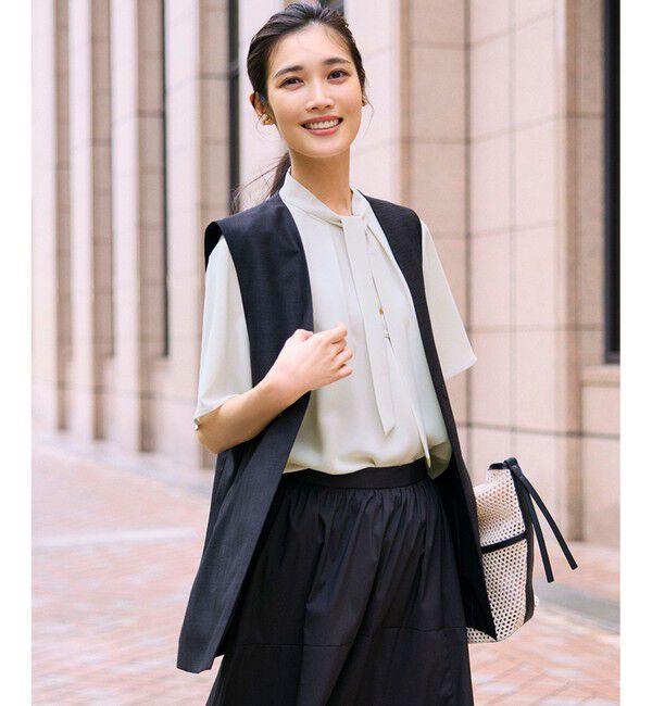 23区「【洗える】トリアセスラブストレッチ ジレ」|その他|ブラック系