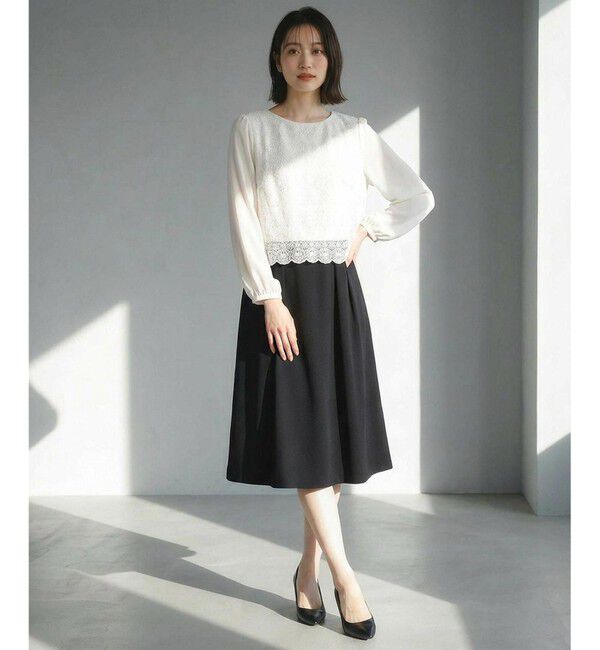 ANY SIS「【洗える】レースコンビバックサテン ワンピース」|ワンピース|