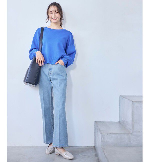 ANY SIS「【美Denimシリーズ】センタープレスセミフレア デニム」|デニム|