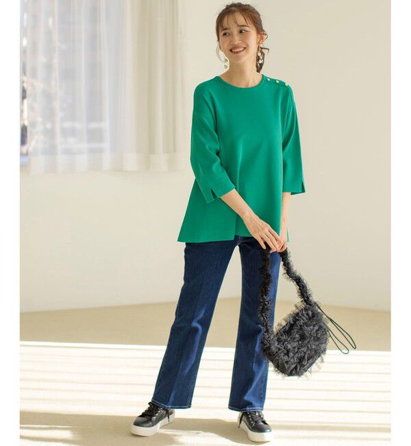 ANY SIS「【美Denimシリーズ】センタープレスセミフレア デニム」|デニム|
