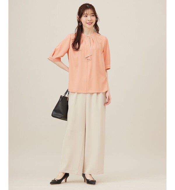 ANY SIS「【洗える】バイカラーラッフルボウ ブラウス」|シャツ・ブラウス|