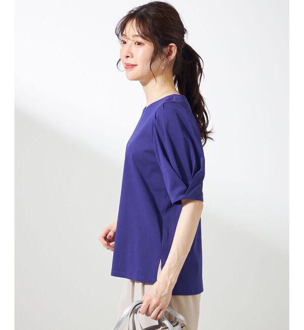 ANY SIS「【撥水・汗ジミ防止・UVケア・洗える】袖タック Tシャツ」|Tシャツ・カットソー|