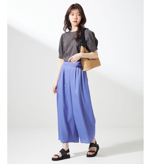 ANY SIS「【撥水・汗ジミ防止・UVケア・洗える】袖タック Tシャツ」|Tシャツ・カットソー|
