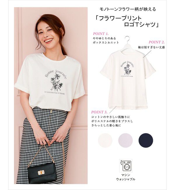 ANY SIS「フラワープリント ロゴＴシャツ」|Tシャツ・カットソー|
