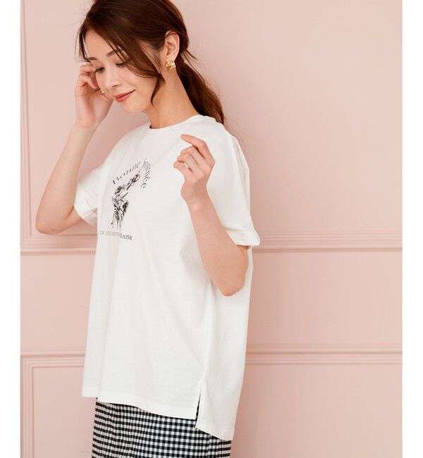 ANY SIS「フラワープリント ロゴＴシャツ」|Tシャツ・カットソー|