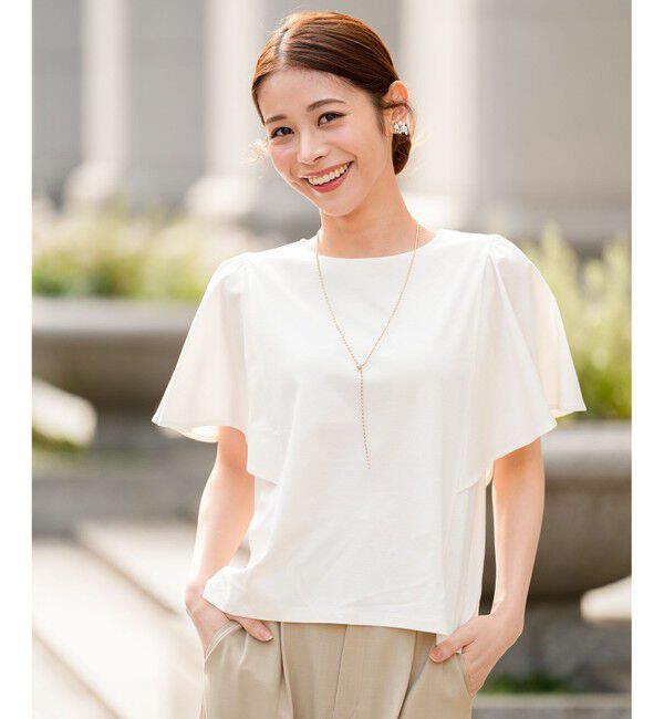 ANY SIS「【シルクタッチさら魅せTシャツ】袖フレア プルオーバー」|Tシャツ・カットソー|