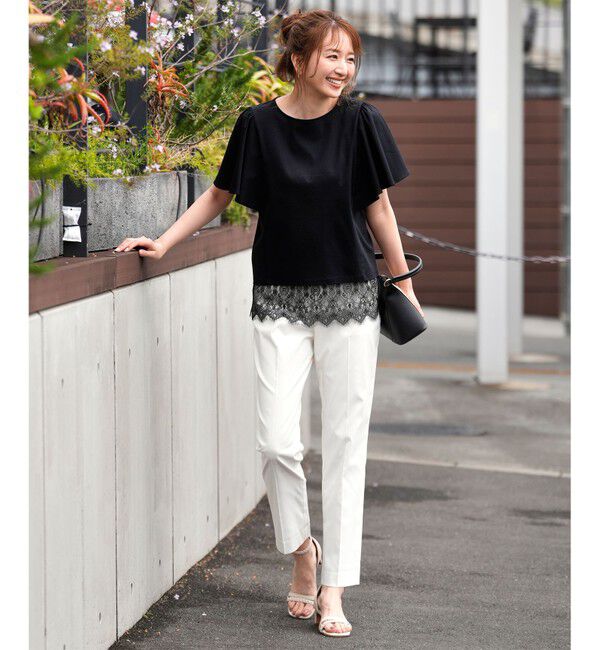 ANY SIS「【シルクタッチさら魅せTシャツ】袖フレア プルオーバー」|Tシャツ・カットソー|