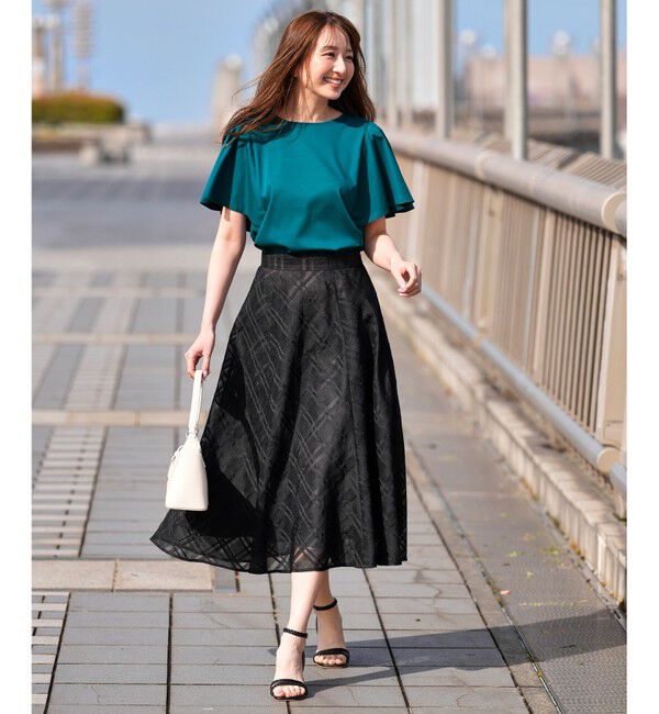 ANY SIS「【シルクタッチさら魅せTシャツ】袖フレア プルオーバー」|Tシャツ・カットソー|