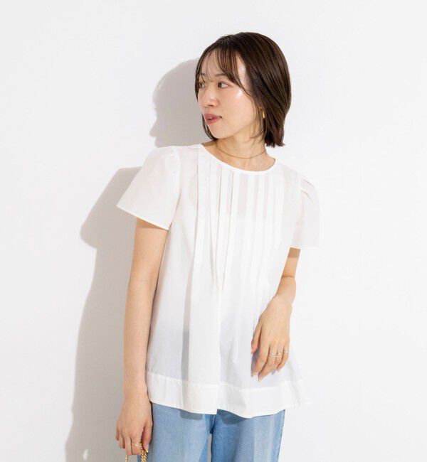NOLLEY'S「《撥水/セットアップ対応》ウォッシャブルアクティブストレッチタックブラウス」|シャツ・ブラウス|