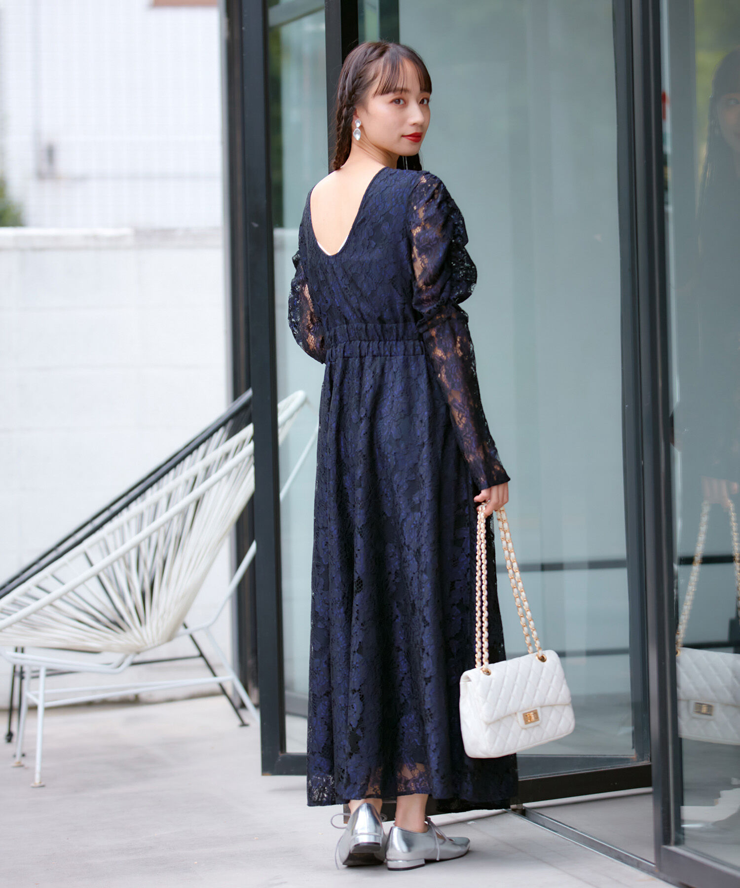 VIS「【VIS DRESS】総レースバックオープンワンピース」|ワンピース|