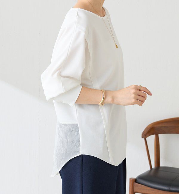  「シアー切替カットジョーゼットプルオーバー」|Tシャツ・カットソー|