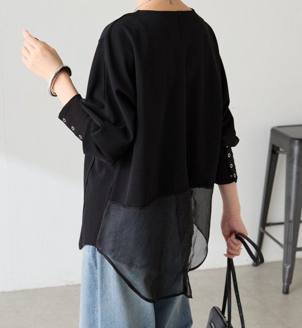  「シアー切替カットジョーゼットプルオーバー」|Tシャツ・カットソー|