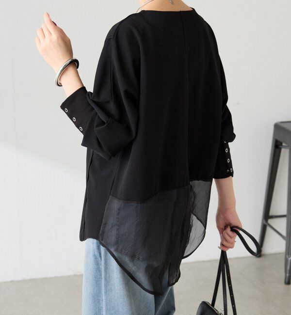  「シアー切替カットジョーゼットプルオーバー」|Tシャツ・カットソー|
