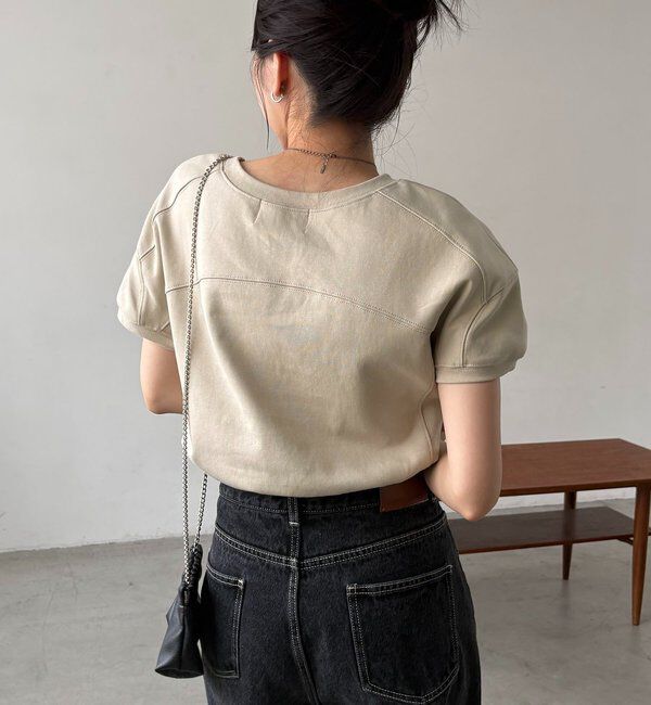  「ラウンド切替クロップT」|Tシャツ・カットソー|