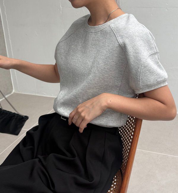  「ラウンド切替クロップT」|Tシャツ・カットソー|