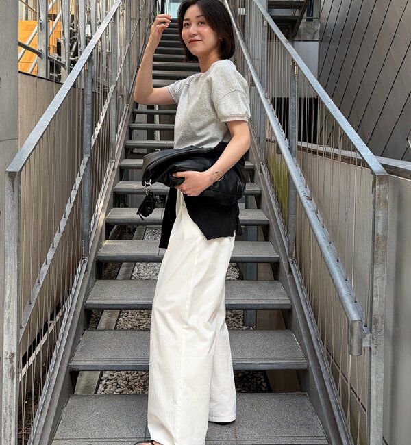  「ラウンド切替クロップT」|Tシャツ・カットソー|