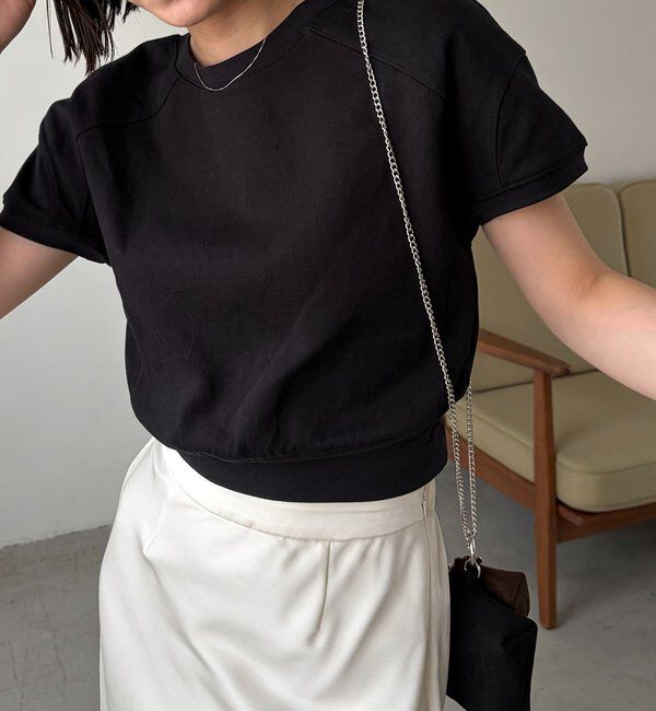  「ラウンド切替クロップT」|Tシャツ・カットソー|