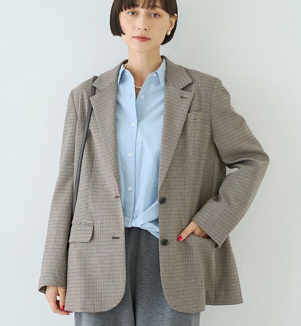 Rouge vif「ウール混ストレッチツイルシングルテーラージャケット」|テーラードジャケット|チェック