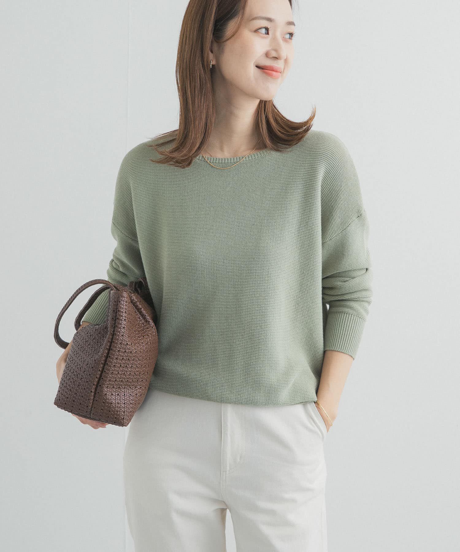 URBAN RESEARCH DOORS「コットンボートネックガーターKNIT」|ニット・セーター|ミント
