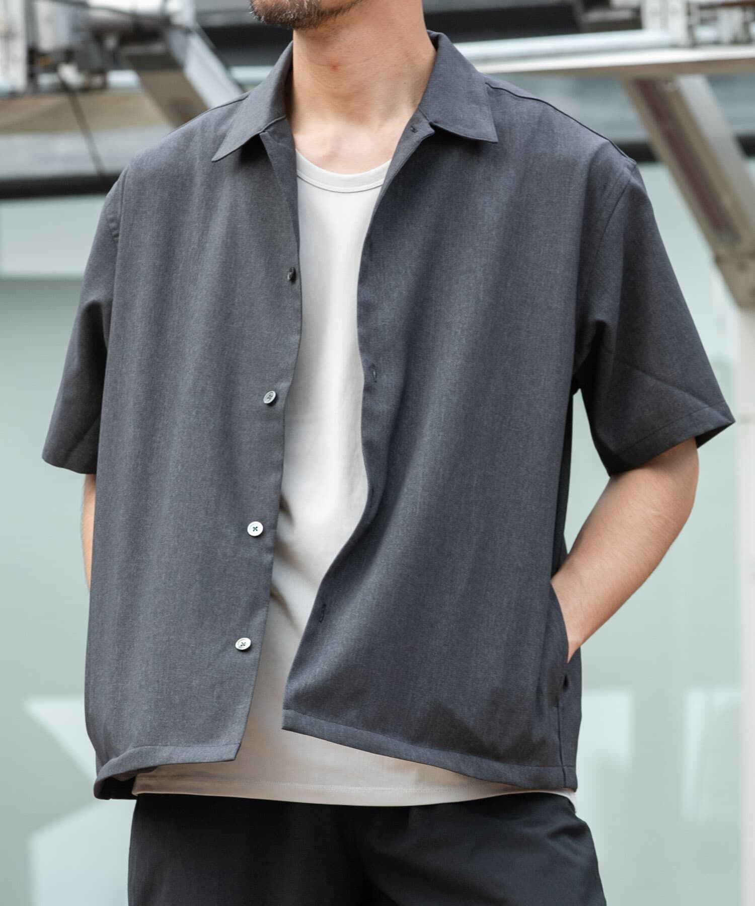 URBAN RESEARCH ROSSO「『セットアップ対応』『防シワ』サマーウール調サイドポケットシャツ」|シャツ・ブラウス|