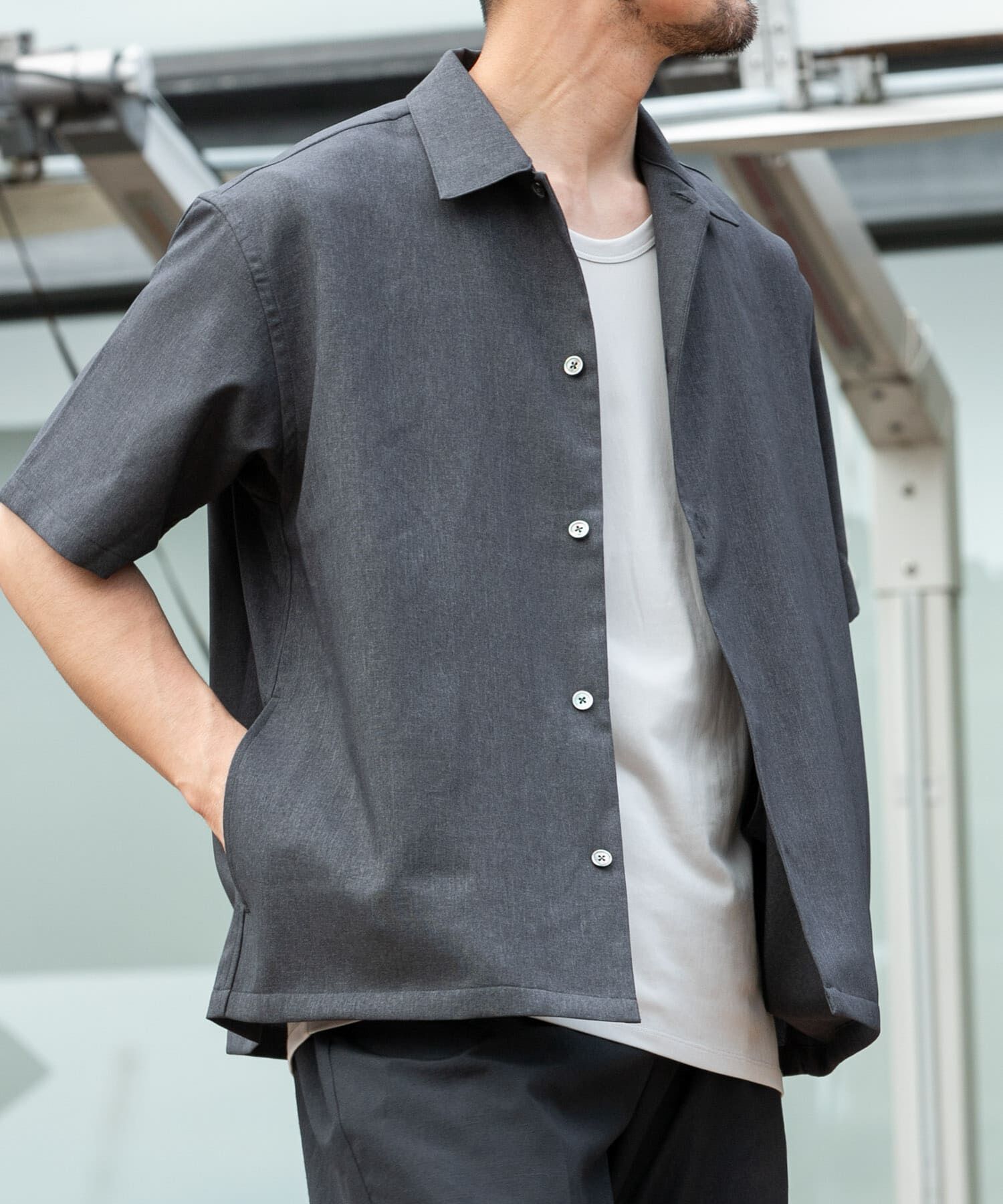 URBAN RESEARCH ROSSO「『セットアップ対応』『防シワ』サマーウール調サイドポケットシャツ」|シャツ・ブラウス|