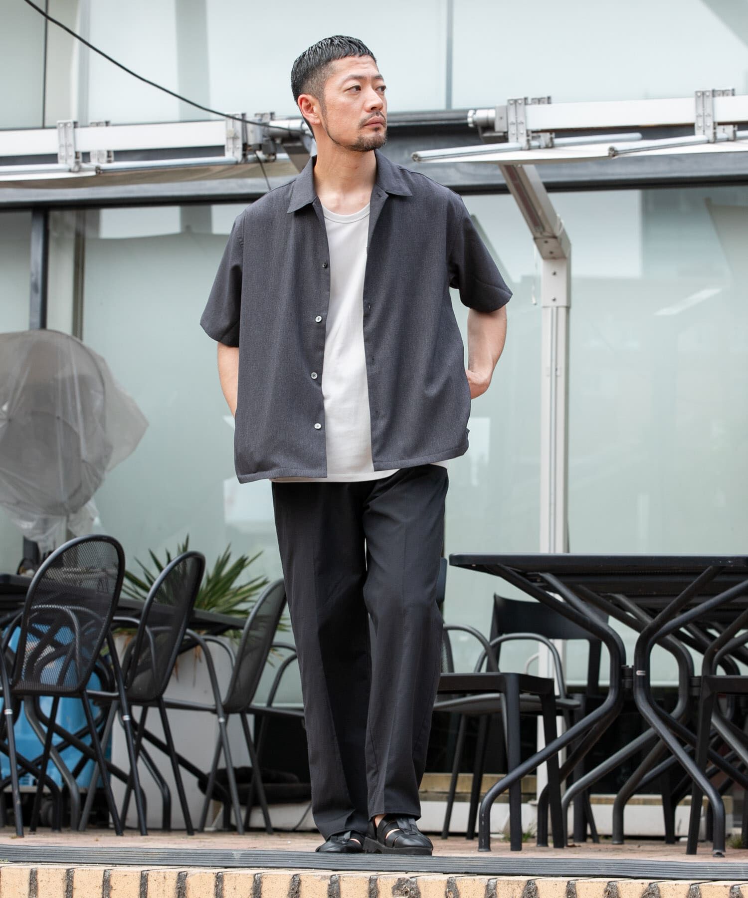 URBAN RESEARCH ROSSO「『セットアップ対応』『防シワ』サマーウール調サイドポケットシャツ」|シャツ・ブラウス|