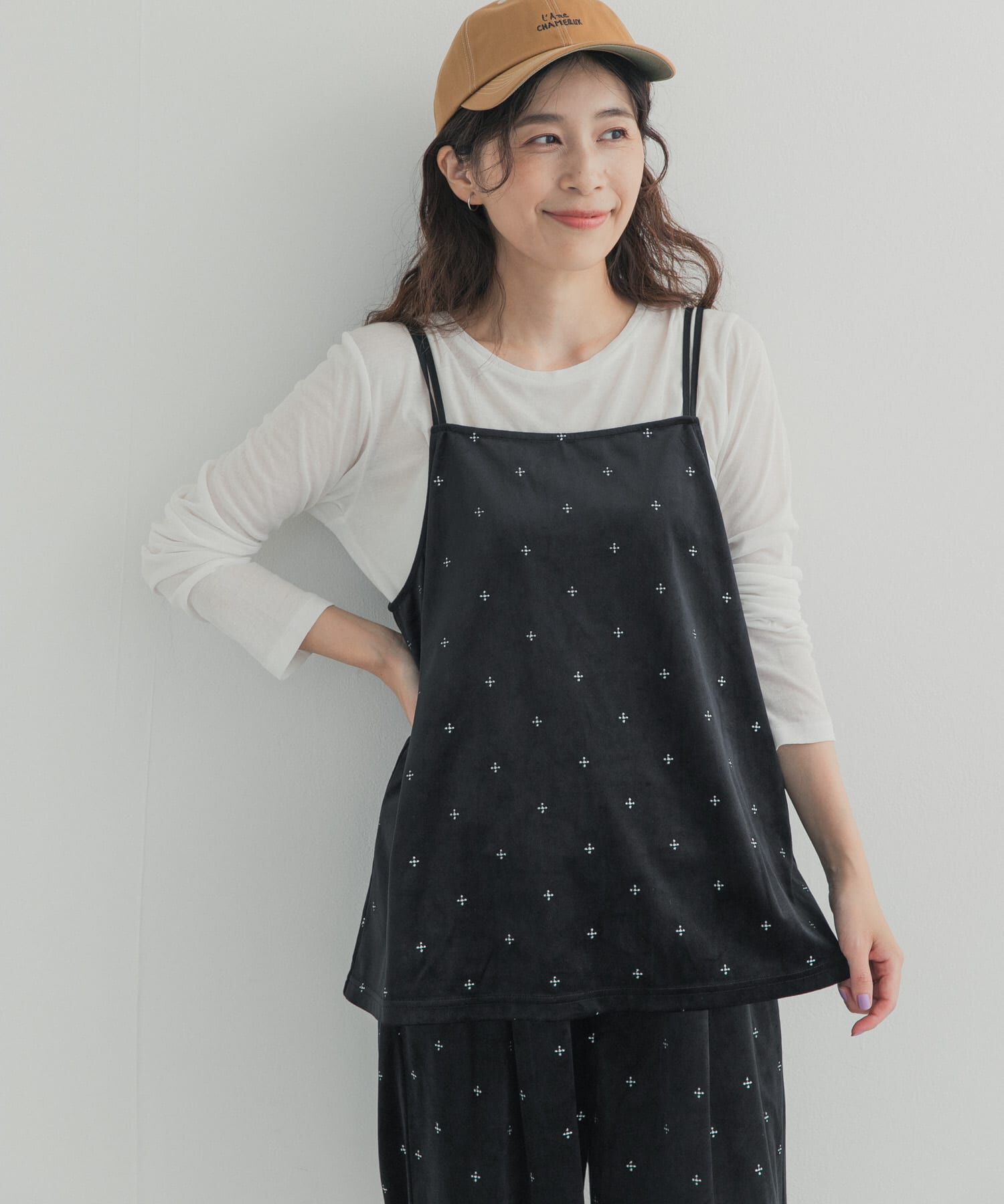 URBAN RESEARCH DOORS「刺繍ベロアキャミチュニック」|キャミソール|