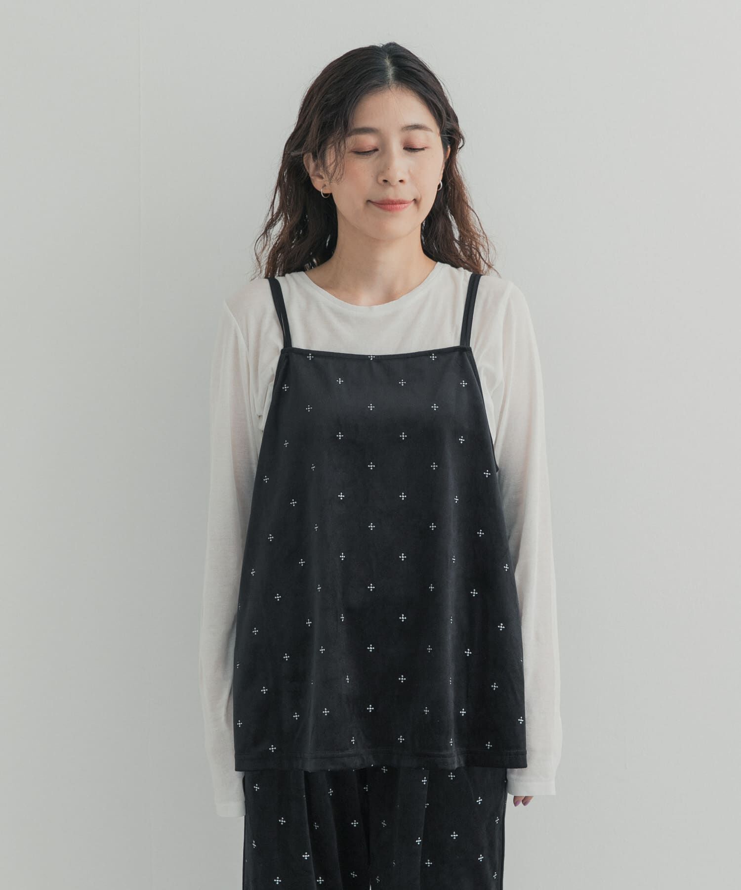 URBAN RESEARCH DOORS「刺繍ベロアキャミチュニック」|キャミソール|