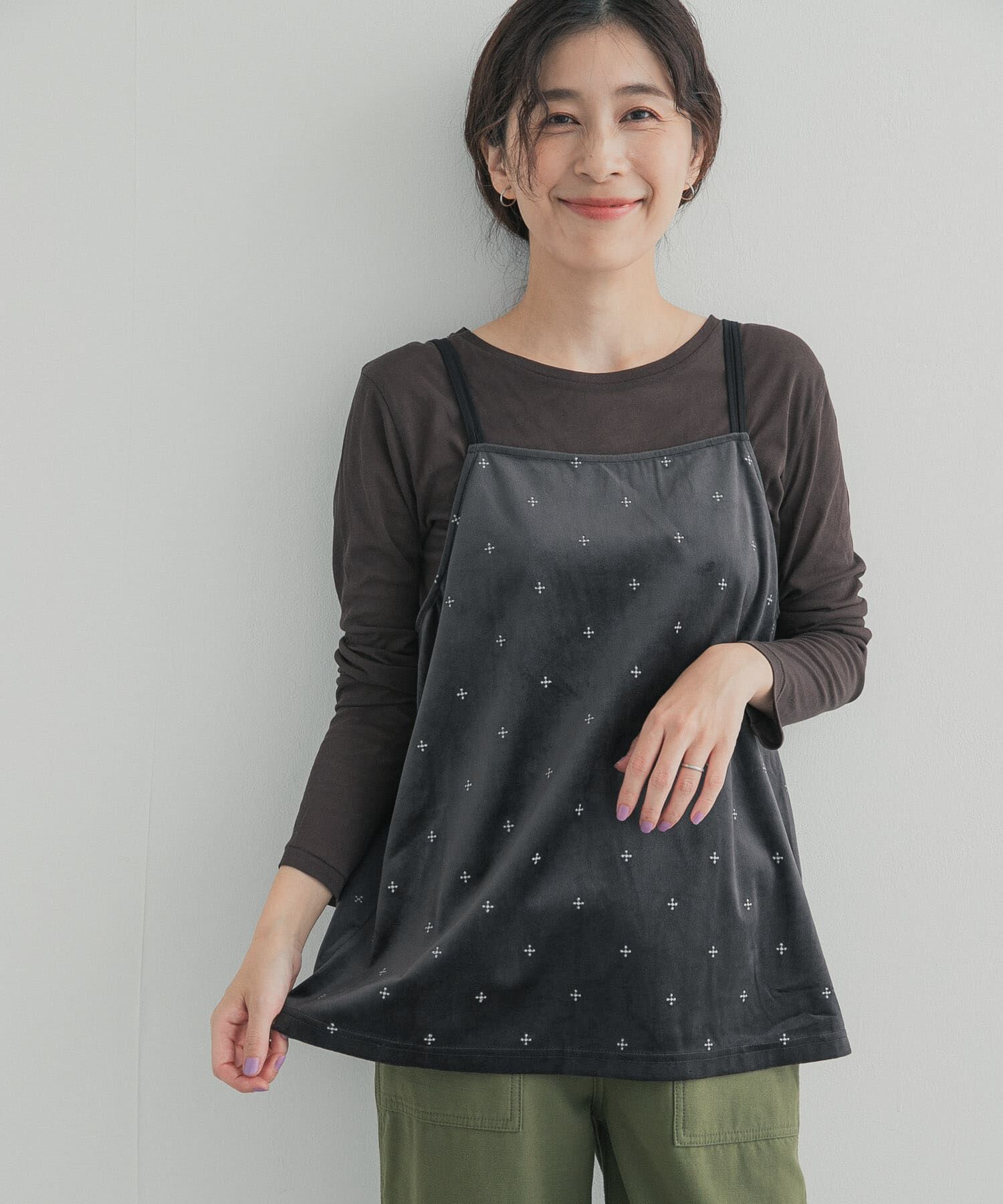 URBAN RESEARCH DOORS「刺繍ベロアキャミチュニック」|キャミソール|