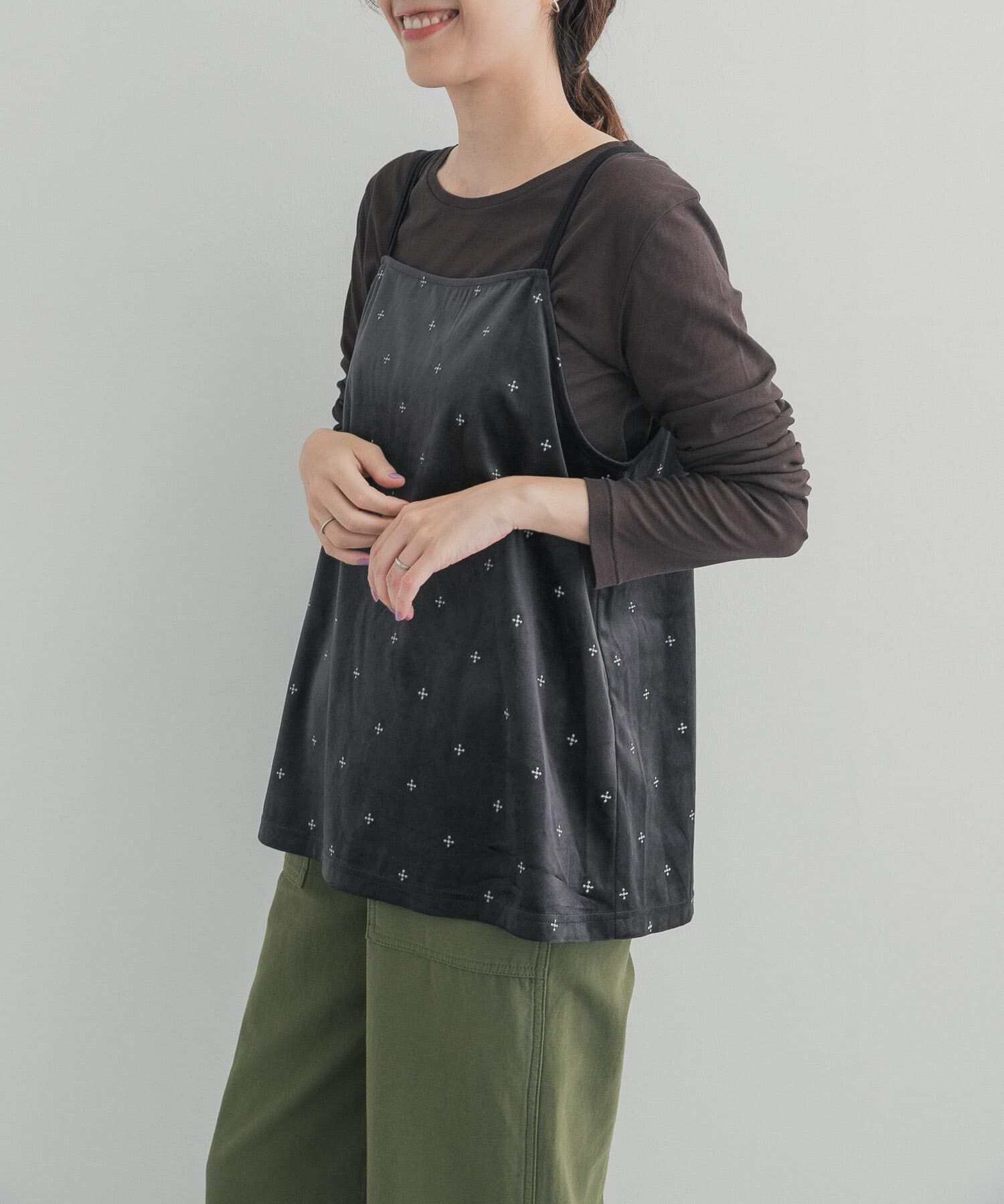 URBAN RESEARCH DOORS「刺繍ベロアキャミチュニック」|キャミソール|