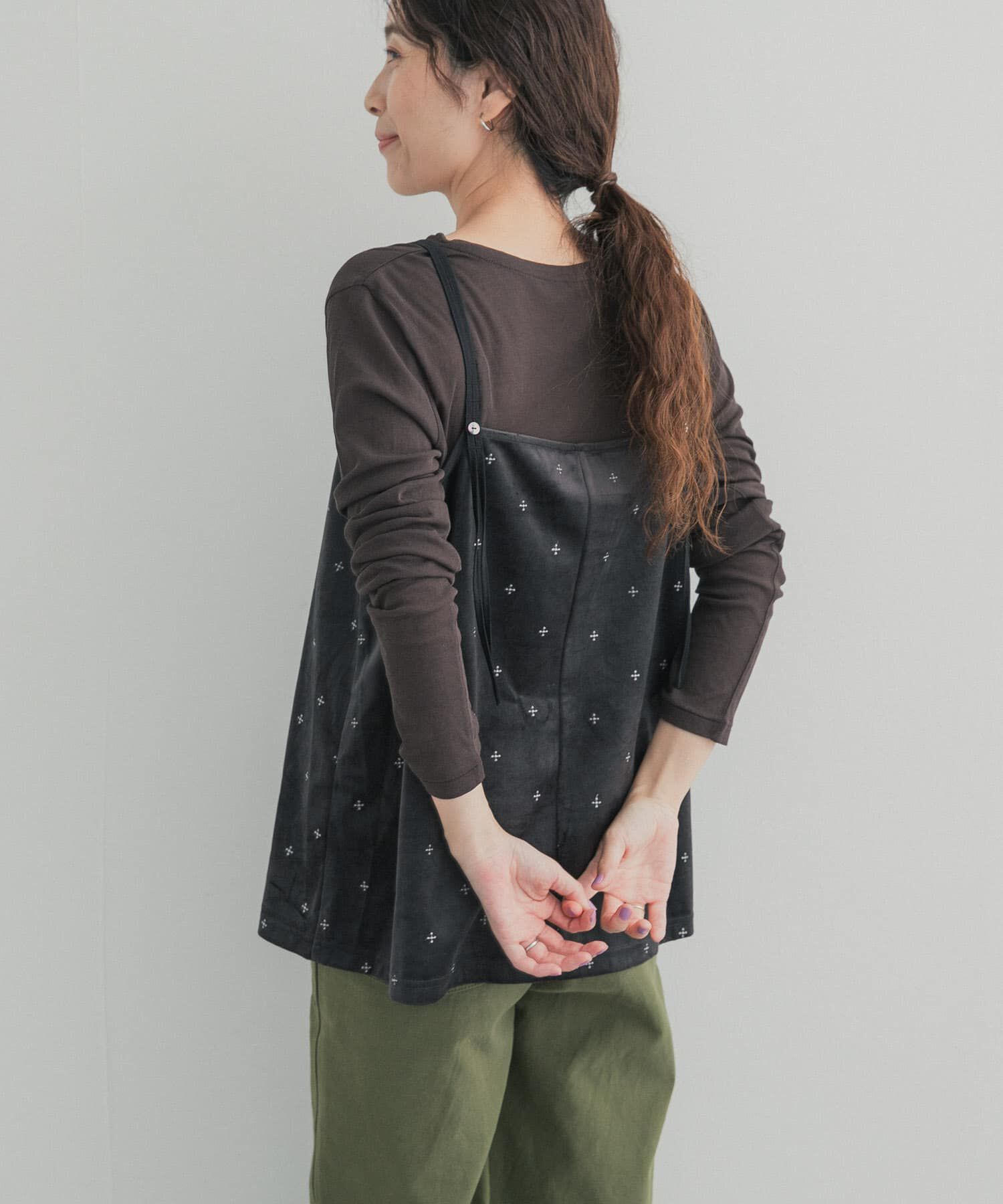 URBAN RESEARCH DOORS「刺繍ベロアキャミチュニック」|キャミソール|