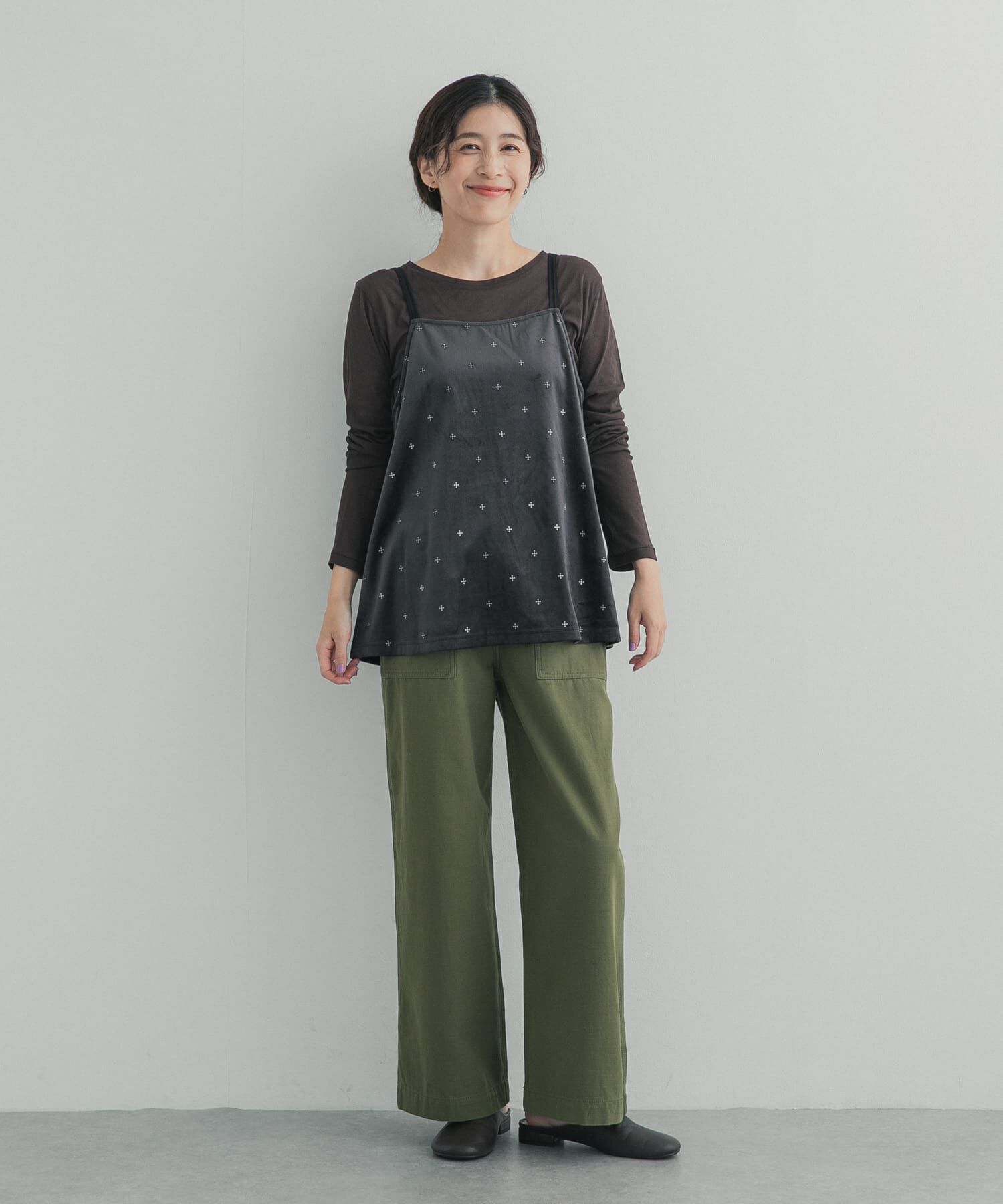 URBAN RESEARCH DOORS「刺繍ベロアキャミチュニック」|キャミソール|