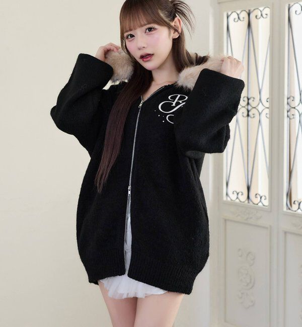  「【Premium order】ゆるたぽマシュマロフェイクファーパーカー」|ニット・セーター|