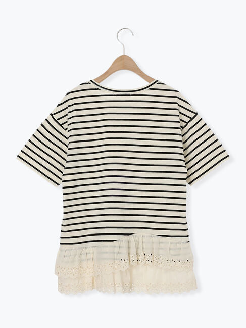Samansa Mos2「【接触冷感】裾レースボーダーTシャツ」|Tシャツ・カットソー|