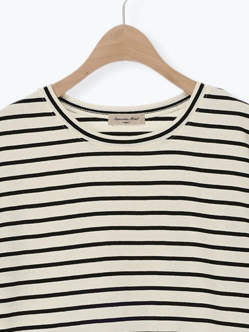 Samansa Mos2「【接触冷感】裾レースボーダーTシャツ」|Tシャツ・カットソー|