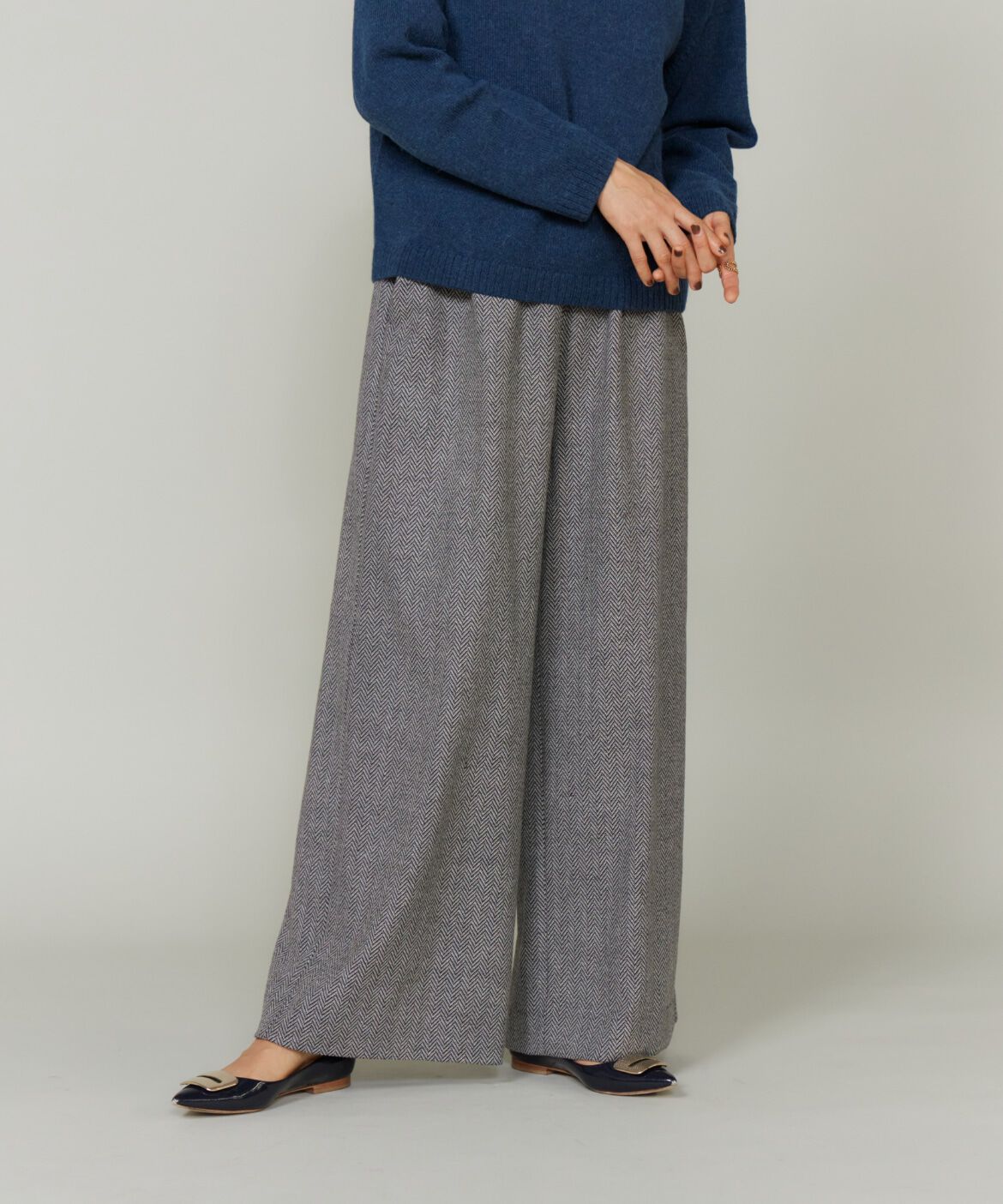 Le Souk「《大きいサイズ》ヘリンボーンストレートワイドパンツ」|その他|