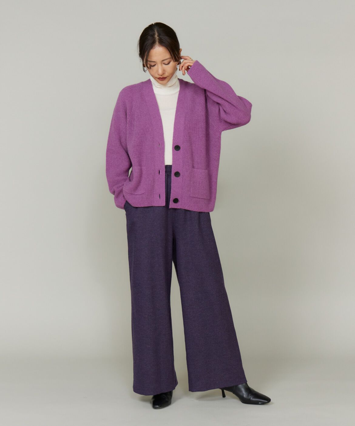 Le Souk「《大きいサイズ》ヘリンボーンストレートワイドパンツ」|その他|
