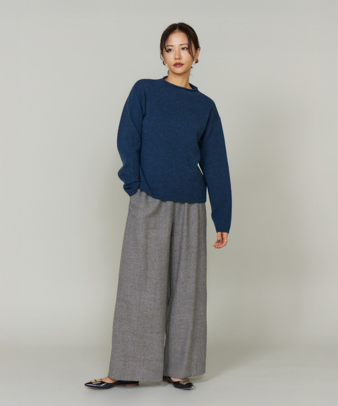 Le Souk「《大きいサイズ》ヘリンボーンストレートワイドパンツ」|その他|